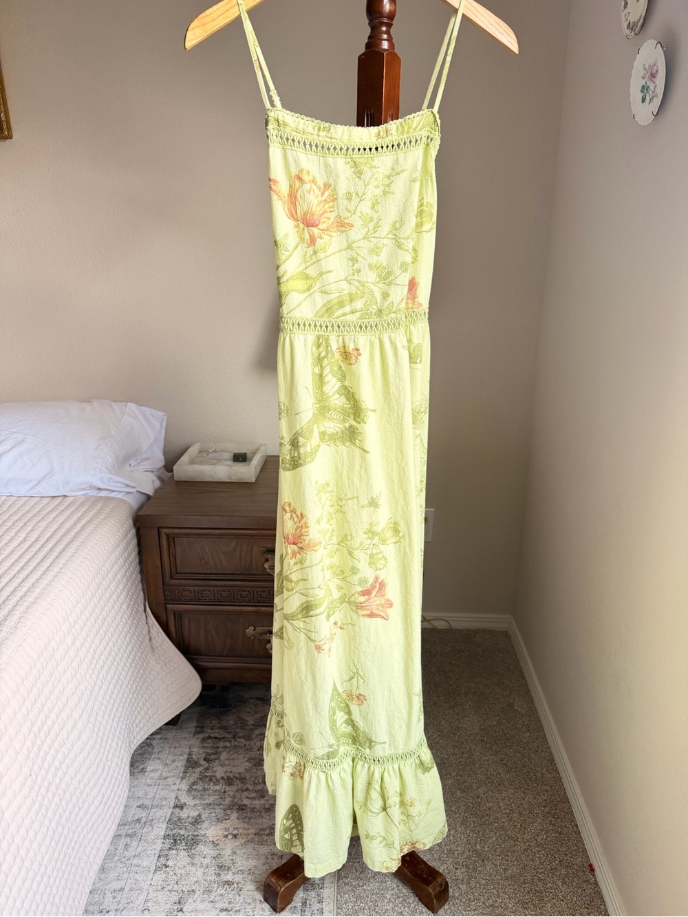 Kimchi Blue Green Floral Spaghetti-Strap Maxi Dress
